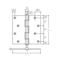 エスコ 102x 89mm 義星丁番(SUS304/ヘアライン) EA951HC-2 1セット(5個)（直送品）