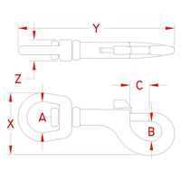 エスコ 86.8mm スイベルアイスナップ(ステンレス製) EA638FP-33 1セット(4個)（直送品）