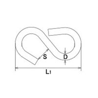 エスコ 52x 5.0mm Sフック(ステンレス製/5個) EA638EG-9 1セット(20個:5個×4袋)（直送品）