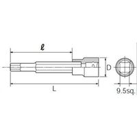 エスコ 3/8”DR/9/64”x61mm [HEX]ビットソケット EA618PW-102 1セット(5個)（直送品）