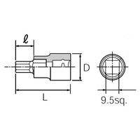 エスコ 3/8”DR/12x42mm [HEX]ビットソケット EA618PT-12 1セット(4個)（直送品）