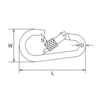 エスコ 6x 60mm 安全環付カラビナ(ステンレス製) EA638JF-6 1セット(3個)（直送品）