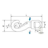 エスコ 57mm スイベルスナップ(ステンレス製) EA638AF-40 1セット(4個)（直送品）
