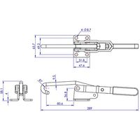 エスコ 340kg トグルクランプ(ラッチ型) EA639F-2 1セット(2個)（直送品）