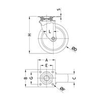 エスコ 50mm キャスター(自在金具付) EA986PE-21 1セット(5個)（直送品）