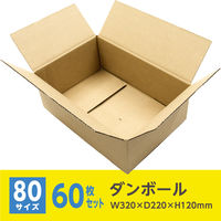 ザップ ダンボール 80サイズ W320×D220×H120mm 3mm厚 7514 1箱(60枚入)（直送品）