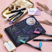 トンボ鉛筆 水性サインペン筆之助しなやか ホワイト WS-BS01 1セット(10本)（直送品）