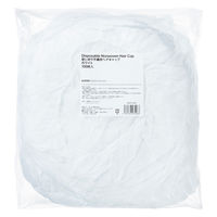 アスクル 不織布ヘアキャップ　手動縫製　ホワイト　使い捨て　ヘアキャップ　ディスポ　サージキャップ　白　1袋（100枚入）  オリジナル