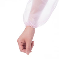 アスクル　ポリエチレンガウン 袖ゴム　ピンク　使い捨て　PE　ビニール　プラスチック　長袖　袖付き　ディスポ　感染対策　1箱（10枚入） オリジナル