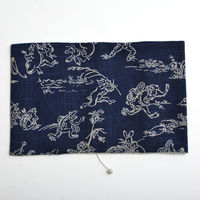 TTC 布のブックカバー 鳥獣戯画 文庫サイズ 紺 SBC020-01 1個（直送品）