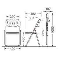 【軒先渡し】ライオン事務器 トレット 折りたたみイス ブルー No.1690SP 1脚（直送品）