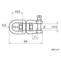 ハイロジック 11327 ステンレス スイベル 片ネジ 6mm 1個（直送品）
