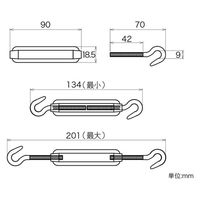 ハイロジック 11378 ステンレス 枠式ターンバックル(フック&フック) 6mm 1個（直送品）