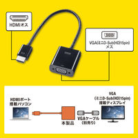 サンワサプライ HDMI-VGA変換アダプタ(HDMI Aオス-VGAメス) AD-HD24VGA 1個（直送品）