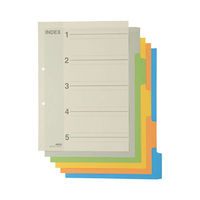 アスクル　カラーインデックス　A4タテ　インデックスシート　2穴　5山　10組  オリジナル（わけあり品）
