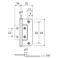 和気産業 ステンレスフラッシュ丁番BHー366 64MM ヘアーライン BH-366 1セット(4個:2個×2セット)（直送品）