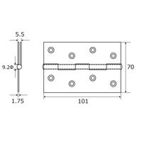 和気産業 厚口カラー丁番 102mm シルバー VE-008 1セット(4枚:2枚×2個)（直送品）
