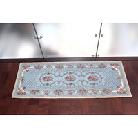 エヌケイインターナショナル イタリア製ジャガード織マット(ブーケ)65*180ライトブルー 4580441001409 1枚（直送品）