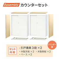 ネットフォース イーセンブリー 引戸書庫3段 カウンター EA-8040-3H2-2CT-BKWH 1セット（直送品）