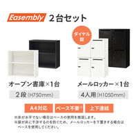 ネットフォース イーセンブリー オープン書庫2段+4人用ロッカー EA-8040-2N4M-AW-WH 1セット（直送品）
