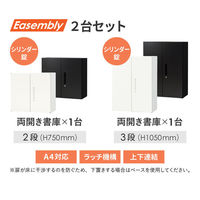 ネットフォース イーセンブリー 両開き書庫 2段/3段 ブラック EA-8040-2R3R-AW-BK 1セット（直送品）