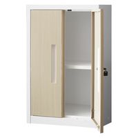 スマイル スチールストレージ（幅600mm） 2段 両開き オーク木目（鍵付・シリンダー錠） 幅600×奥行350×高さ772mm 1台 スチール書庫（取寄品）