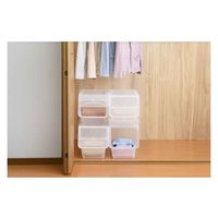 SANKA 収納ボックス 前開き ナチュラ フロック 30 スリム 深型 幅29×奥行46×高さ31cm 4段階ストッパー 278869 1個