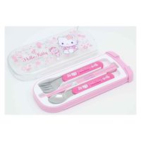 オーエスケー トリオセット 箸 スプーン フォーク ケース ハローキティ サクラ 16.5cm 子供 316986 1個（直送品）
