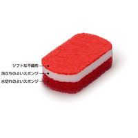 オーエ キッチンスポンジ 3層構造 トリプルスポンジ 食器用スポンジ スマートホーム2 レッド 337809 1個