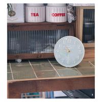 キーストーン 置き時計 アナログ 卓上 時計 エンボスメタル マリン ネイビー ライトブルー 362949 1個（直送品）