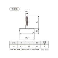 ハイロジック 57478 木ネジプラパート 透明 26φ 1個（直送品）