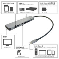 USBハブ Type-C接続 HDMI×1 カードスロット×1 Type-C×2 USB-A×2 ドッキングステーション タイプC