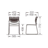 【軒先渡し】ライオン事務器 スタッキングチェアー ハープ レッド No.１７９０ＮＦーＫ　 1脚（直送品）