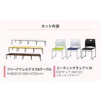 ネットフォース GOOLOO フリーアドレスデスクチェアセット 16人 GFA-4812H-S3-WH-BK 1セット(17点)（直送品）