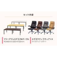 ネットフォース GOOLOO フリーアドレスデスクチェアセット 4人用 GFA-2412H-S1-NA-BR 1セット(5点入)（直送品）