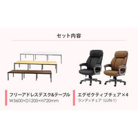 ネットフォース GOOLOO フリーアドレスデスクチェアセット 6人用 GFA-3612H-S2-NA-BK 1セット(7点入)（直送品）