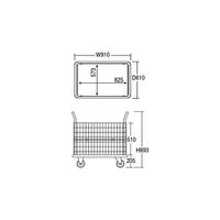 エヌケーキャリーキャスター ナイロンコート金網台車 観音開き ブレーキフットタイプ NK307K-NC-ST 1個 4-5178-01（直送品）
