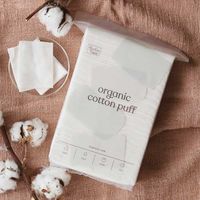 【アウトレット】オーガニック コットン パフ 148枚入 大判 60×75mm 無漂白 オリジナル 1セット（740枚：148枚×5袋）  オリジナル
