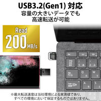 エレコム USBメモリ/USB3.1(Gen1)/Type-C/キャップ式/128GB/ブラック MF-CAU32128GBK 1個（直送品）