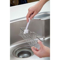 まめいた 水だけで洗える 水切りカゴ・スポンジラック用ブラシ シンク周り 水アカ汚れ たわし こすれるヘラ付き 日本製 1個