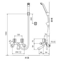 KVK KV KF2GN3N 2ハンドルシャワー吐水口固定 1台（直送品）
