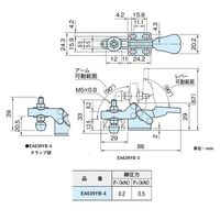 エスコ 50kg トグルクランプ EA639YB-4 1セット(5個)（直送品）