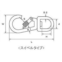 エスコ 78.5mm スイベルスナップ(ステンレス製) EA638AG-35 1セット(3個)（直送品）