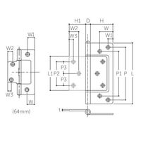エスコ 64x19.4mm フラッシュ丁番(ステンレス製/HL) EA951HC-31 1セット(20枚)（直送品）