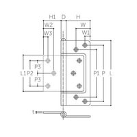 エスコ 76x25.5mm フラッシュ丁番(ステンレス製/HL) EA951HC-32 1セット(15枚)（直送品）