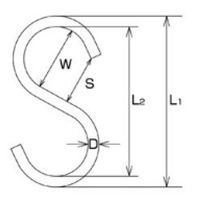 エスコ 80x 5.0mm Sフック(ステンレス製) EA638EG-51 1セット(10個)（直送品）