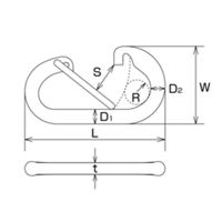 エスコ 42.0x23.0mm D型カラビナ(ステンレス製) EA638JG-56 1セット(10個)（直送品）
