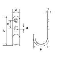 エスコ 20x 45mm フック(ステンレス製) EA951DE-63 1セット(20個)（直送品）