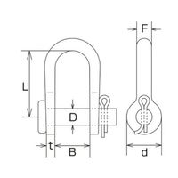 エスコ 5.0mm 割ピン式シャックル(ステンレス製) EA638DD-5 1セット(10個)（直送品）