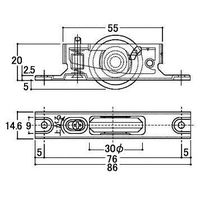 エスコ 30mm 戸車(平型/ポリアセタール樹脂車/ステンレス枠) EA986RH-1 1セット(10個)（直送品）